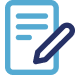 Icon of a document with lines and a pencil, suggesting writing or editing.