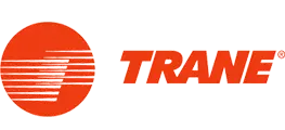 Red Trane logo with a circle containing horizontal lines on the left and the word TRANE in bold uppercase letters on the right.